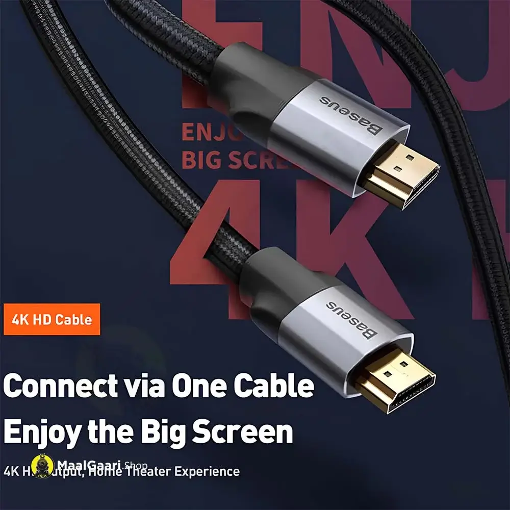 Connect Via One Cable Baseus Hdmi 4k Cable - MaalGaari.Shop