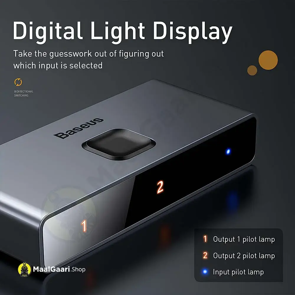 Digital Light Display Baseus Matrix Hdmi Switcher 4K Hd 2 In 1 Convertor Multi Hub - Maalgaari.shop