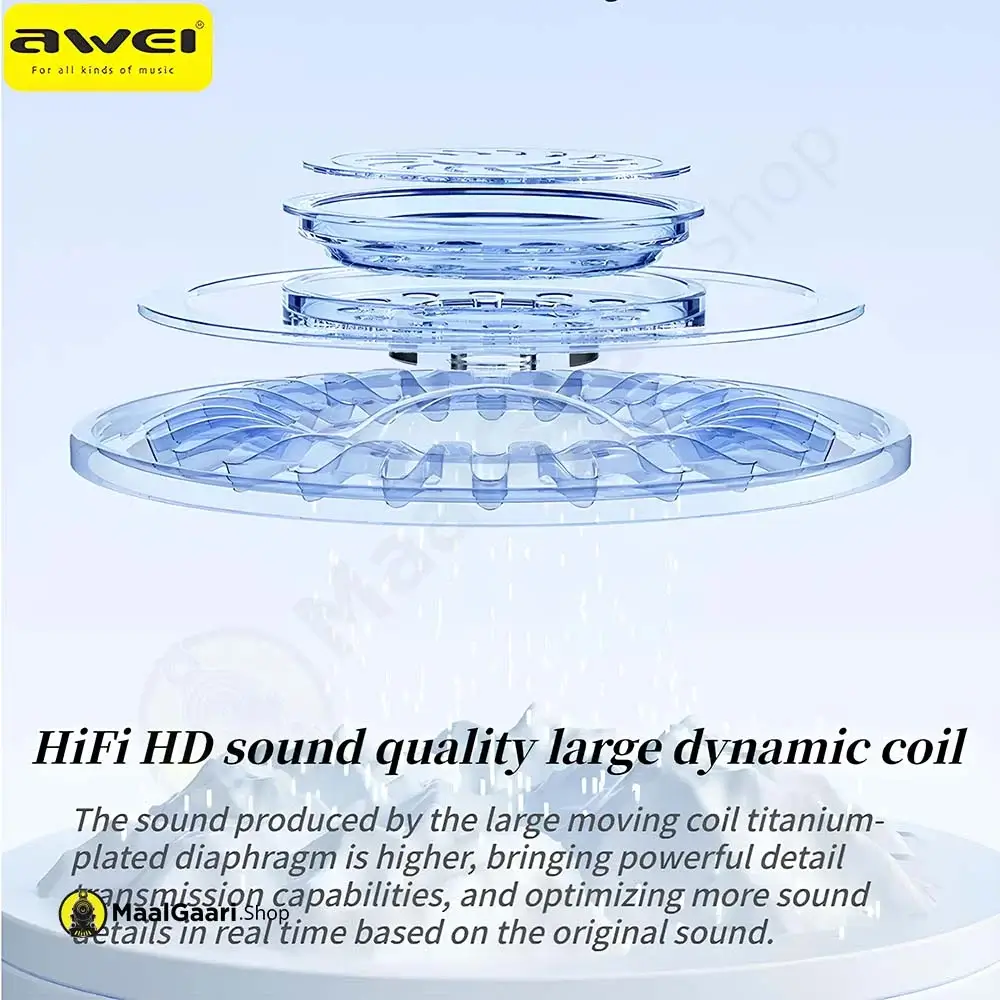 Hifi Hd Sound Quality Large Dynamic Coil Awei T68 Enc Buds - Maalgaari.shop