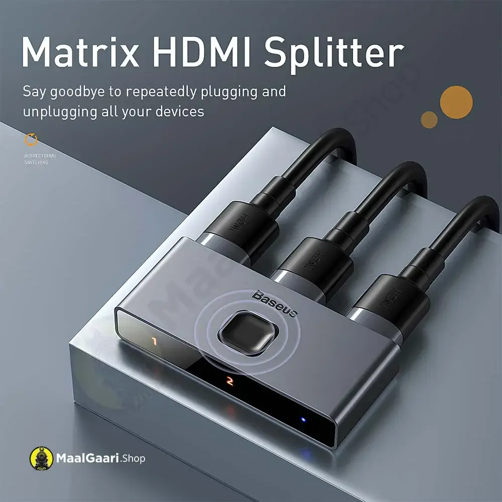 Matirx Hdmi Splitter Baseus Matrix Hdmi Switcher 4K Hd 2 In 1 Convertor Multi Hub - Maalgaari.shop