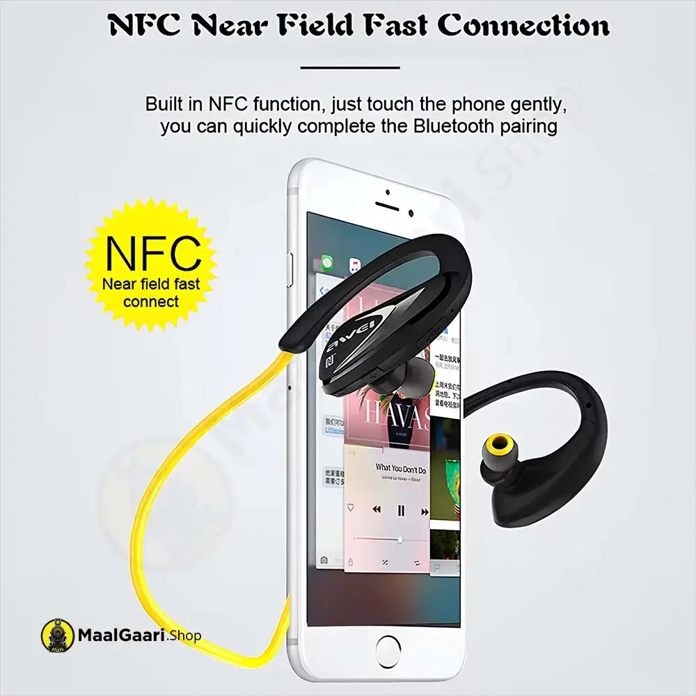 Nfc Near Field Fast Connection Awei A880 Bl Sports Wireless Earbuds - Maalgaari.shop