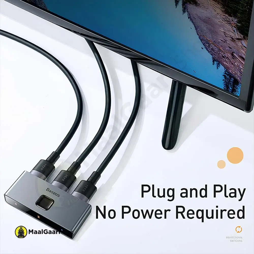 No Power Required Baseus Matrix Hdmi Switcher 4K Hd 2 In 1 Convertor Multi Hub - Maalgaari.shop