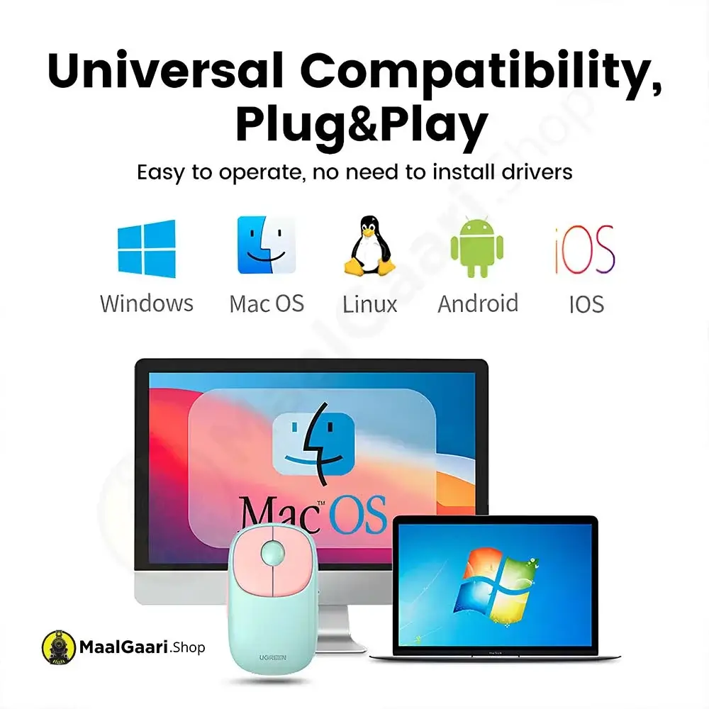 Universal Compatibility Ugreen Fun Wireless Mouse 90538 - MaalGaari.Shop