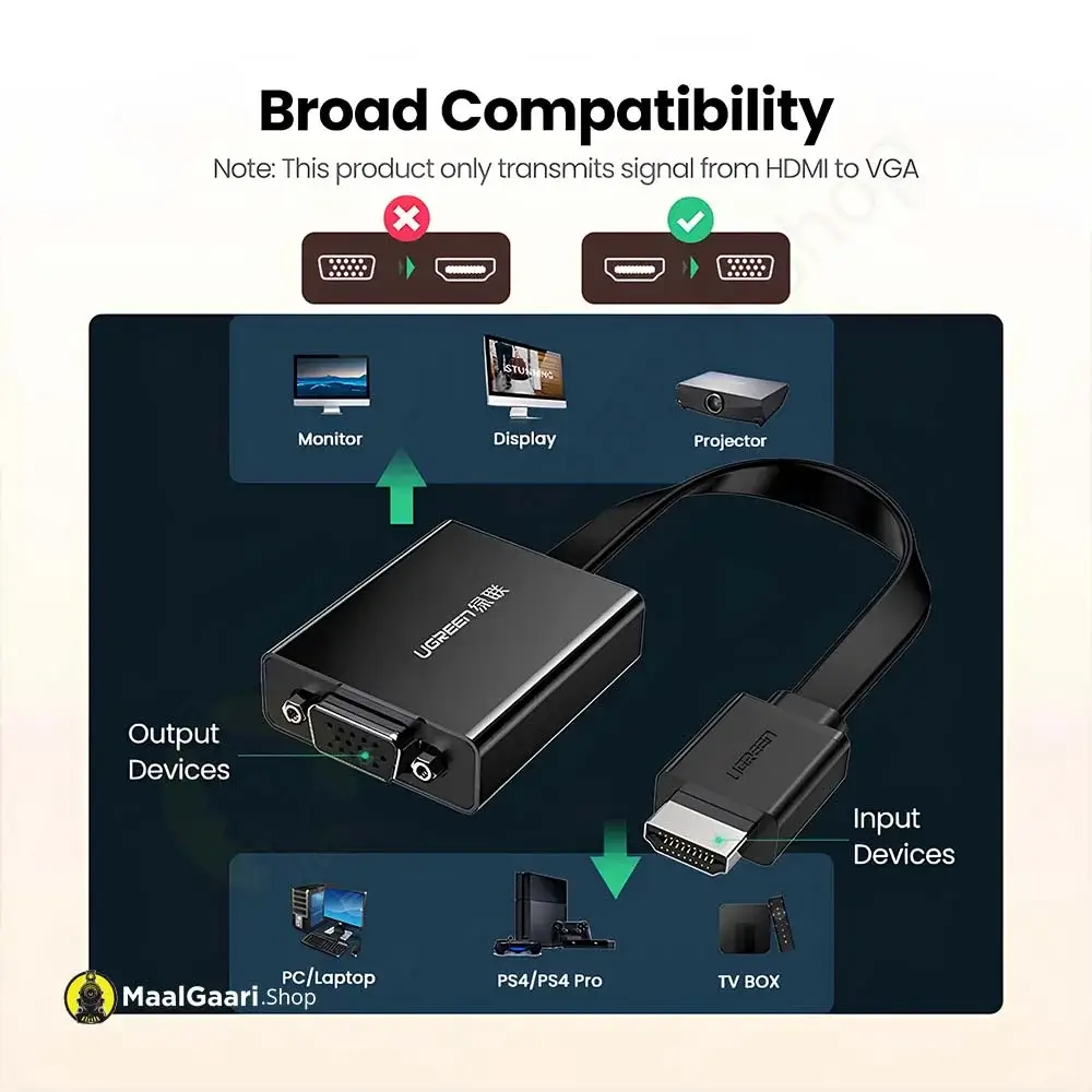 Universal Compatibility Ugreen Hdmi To Vga Adapter 90813 - Maalgaari.shop