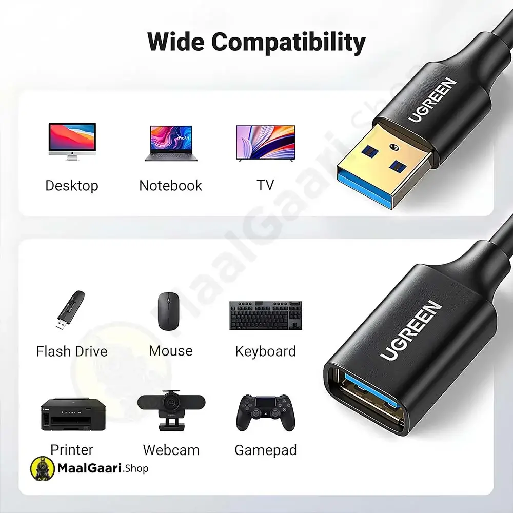 Wide Compatibility Ugreen Usb A Male To Usb A Female Extension Cable 90722 - MaalGaari.Shop