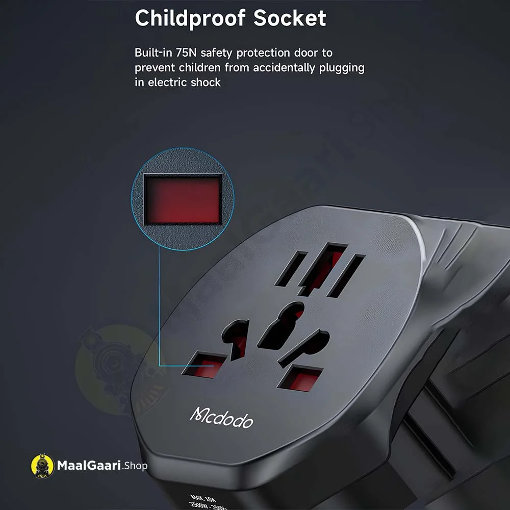 Childproof Socket Mcdodo Cp 455 2pin Universal Plug - MaalGaari.Shop