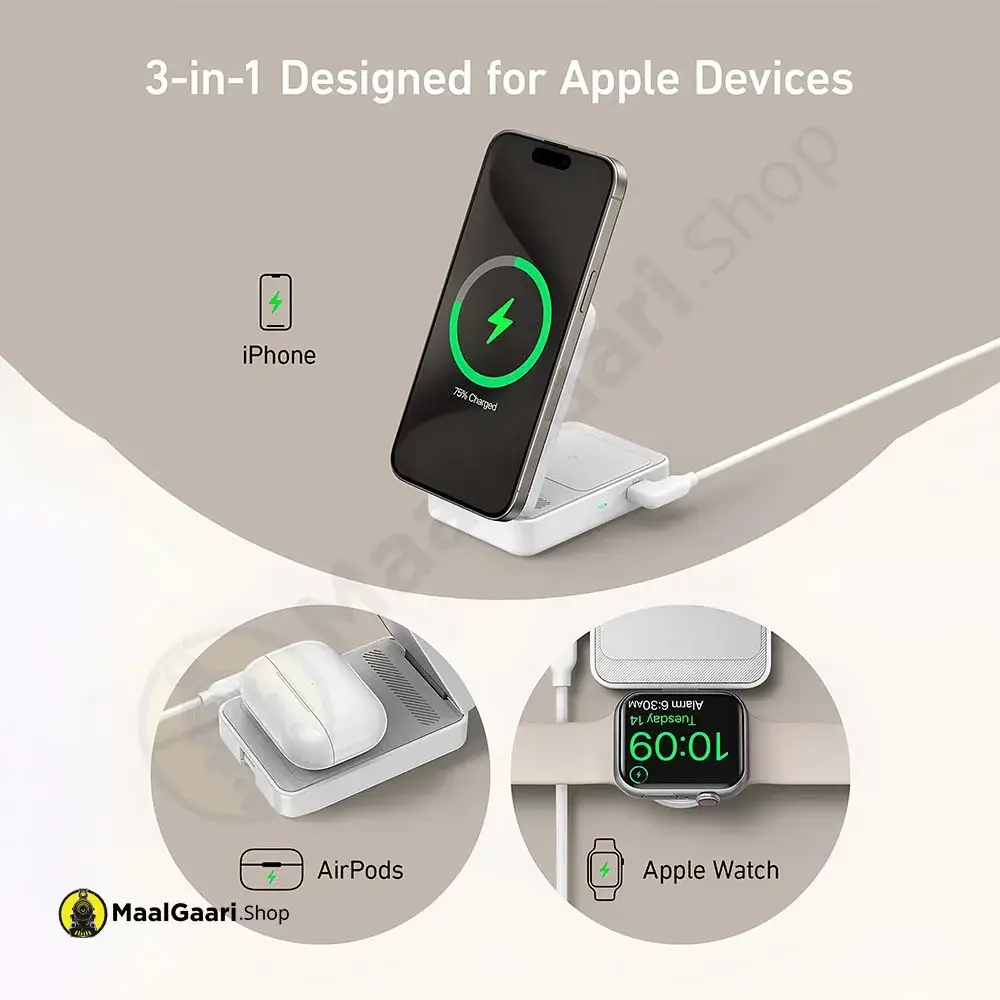 3in1 Designed For Apple Devices Anker Maggo Wireless Charging Station 3in1 - MaalGaari.Shop