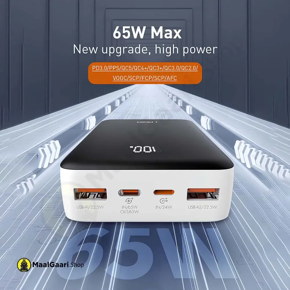 65 Watts Ldnio Pq27 20000mah 65w Power Bank - MaalGaari.Shop