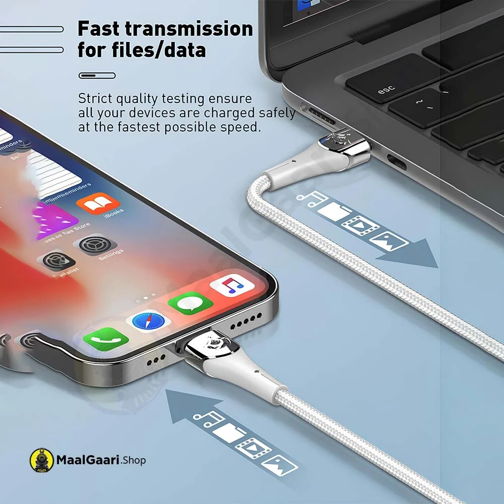 Fast Data Transmission Ldnio Lc861i Type C To Iphone 30 Watts Charging Cable - MaalGaari.Shop