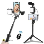 Also Used As Monopod AY 49T Flexible Phone Tripod With Microphone Filling Light Selfie Vlogging Kit 1 - MaalGaari.Shop