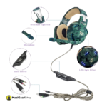 Connect to multiple devices Onikuma G2600 Camoafluge Professional Green Gaming Headset with Mic - MaalGaari.Shop