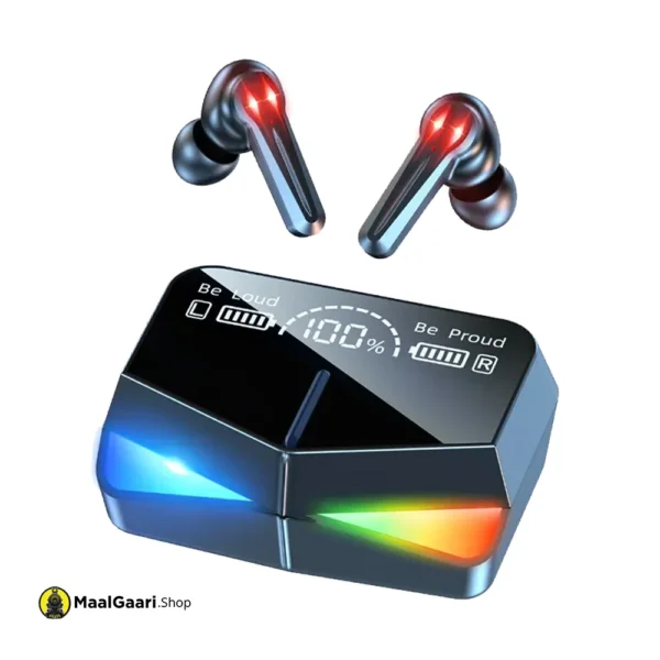 Earbuds out of charging case Damix M28 TWS Wireless Gaming Earbuds Headphones Touch Control Microphone - MaalGaari.Shop