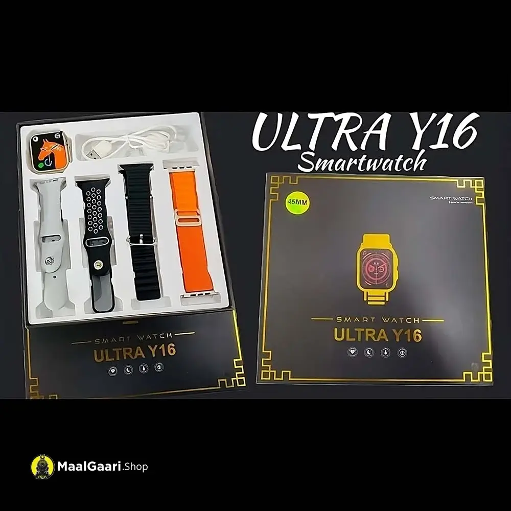 Eye Catching Design Ultra Y16 Smart Watch With 4 Straps - MaalGaari.Shop