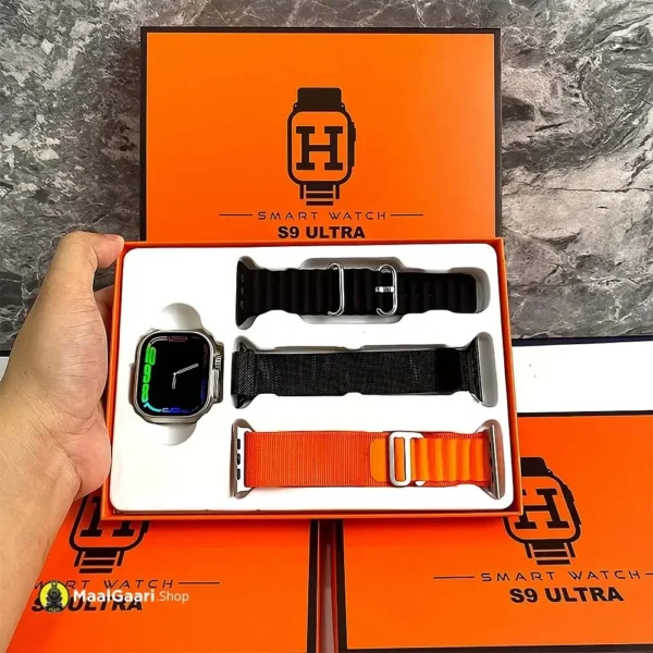 Eye Cathing Look S9 Ultra Smart Watch With 3 Straps - MaalGaari.Shop