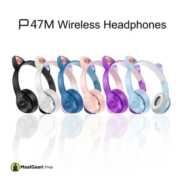 Lighting Headphones Cat Ear Style Wireless Blue Tooth Retractable Headset with LED Light Headphone P47m for Gaming All Colours - MaalGaari.Shop