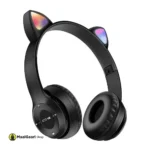 Lighting Headphones Cat Ear Style Wireless Blue Tooth Retractable Headset with LED Light Headphone P47m for Gaming Black - MaalGaari.Shop