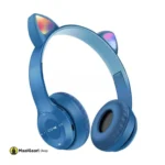 Lighting Headphones Cat Ear Style Wireless Blue Tooth Retractable Headset with LED Light Headphone P47m for Gaming Blue - MaalGaari.Shop
