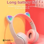 Lighting Headphones Cat Ear Style Wireless Blue Tooth Retractable Headset with LED Light Headphone P47m for Gaming Long Battery Life - MaalGaari.Shop