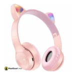 Lighting Headphones Cat Ear Style Wireless Blue Tooth Retractable Headset with LED Light Headphone P47m for Gaming Pink - MaalGaari.Shop