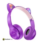 Lighting Headphones Cat Ear Style Wireless Blue Tooth Retractable Headset with LED Light Headphone P47m for Gaming Purple - MaalGaari.Shop