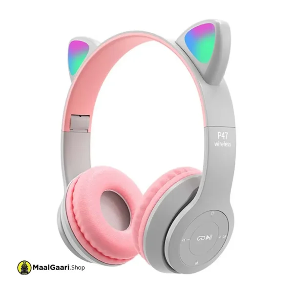 Lighting Headphones Cat Ear Style Wireless Blue Tooth Retractable Headset With Led Light Headphone P47M For Gaming White - Maalgaari.shop