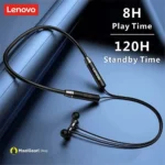 Long Battery Backup Lenovo HE05 Handsfree Neckband Bluetooth Headset IPx7 Water Resistant Flexible - MaalGaari.Shop