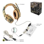 Onikuma K1B Pro Camouflage Elite Stereo Gaming Headset inside box cables and guide 1 - MaalGaari.Shop