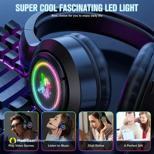 Onikuma X1 Gaming Headset PS4 Surround Sound Headphone Super Cool LED Lights - MaalGaari.Shop