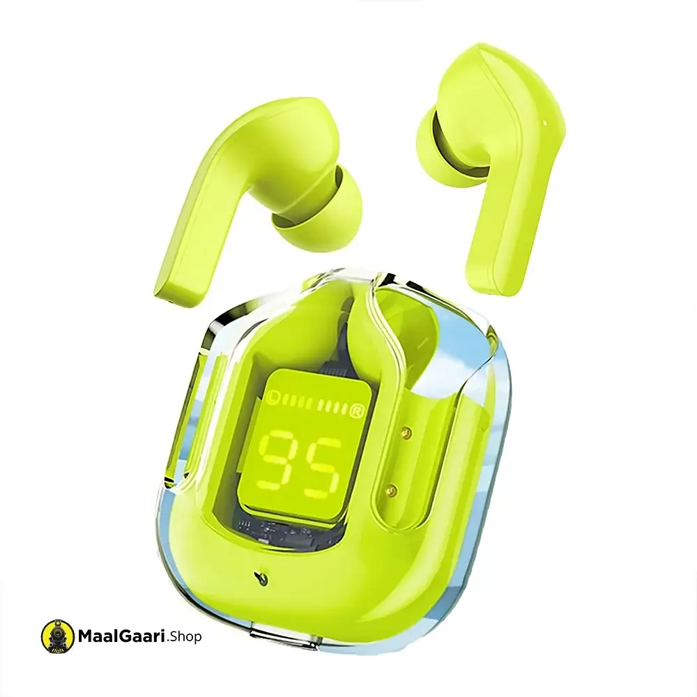 Parrot Green Color Air31 Wireless Earbuds Bluetooth 5.3 Enc Tws Air 31 Wireless Transparent Earbuds - Maalgaari.shop