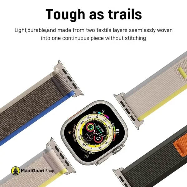 Tough Nylon Durable Trail Loop Apple Watch Straps 42mm to 49mm for All Apple Seires and Ultra - MaalGaari.Shop