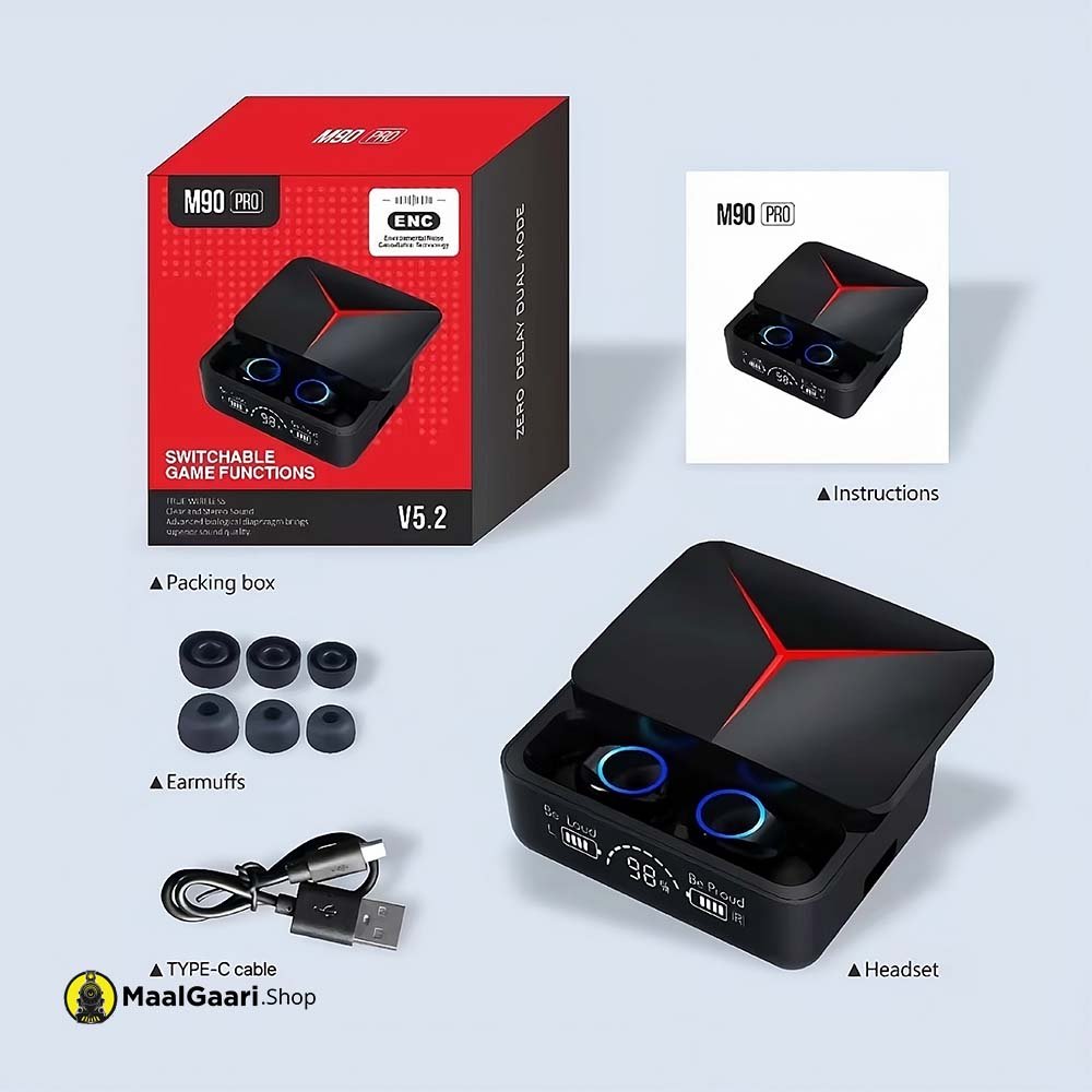 Whats Inside Box Damix M90 Pro True Wireless Earbuds - MaalGaari.Shop