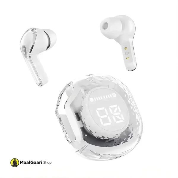 White Color Air 39 Earbuds with transparent Design - MaalGaari.Shop