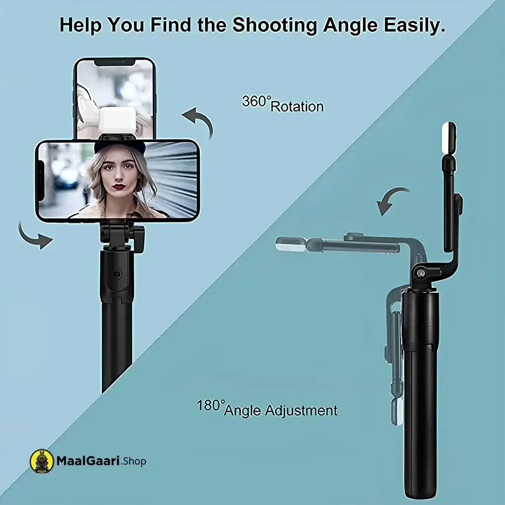 Adjustable Angle R1s Selfie Stick - MaalGaari.Shop