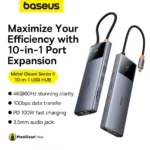 10 Ports Option Baseus Metal Gleam Series Ii 10 In 1 Usb Hub Space Grey - MaalGaari.Shop