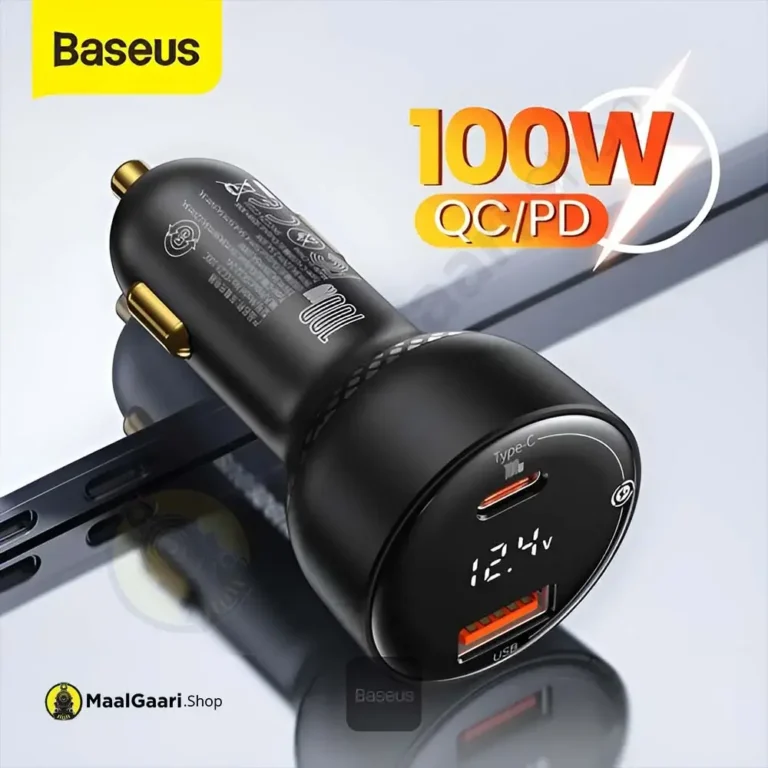 100w Baseus Dual Port Usb And Type C Pps Qc Pd3.0 100w Car Charger - MaalGaari.Shop