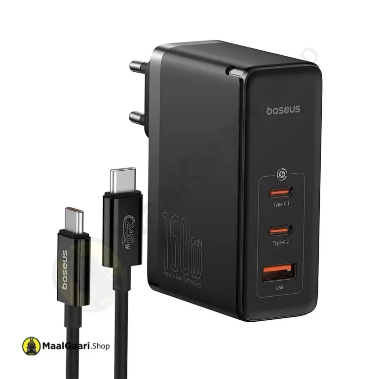 2 Type C 1 Usb Port Baseus Gan5 Pro Digital 2c+u 160w Charger - MaalGaari.Shop