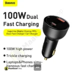 Advance Features Baseus Dual Port Usb And Type C Pps Qc Pd3.0 100w Car Charger - MaalGaari.Shop