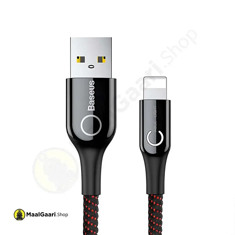 1 Baseus C Shaped Light Intelligent Power Off Lightning To Usb A Cable Nylon Braided - MaalGaari.Shop