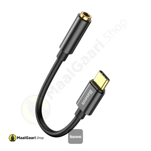 1 Baseus Headphone Adapter Type C To 3.5mm Female Adaptor L54 Black - MaalGaari.Shop