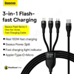 Adanced Features Baseus Flash Series 2 Type C To M+l+c Charging Cable - MaalGaari.Shop