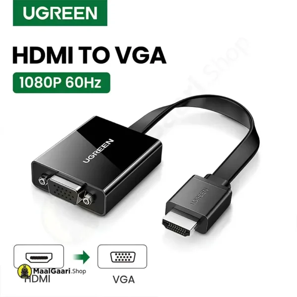 Hdmi To Vga 1080p 60hz Ugreen Hdmi To Vga Adapter 90813 - MaalGaari.Shop