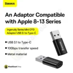 Multiple Features Baseus Ingenuity Series Mini Otg Adaptor Usb 3.1 To Type C Black - MaalGaari.Shop