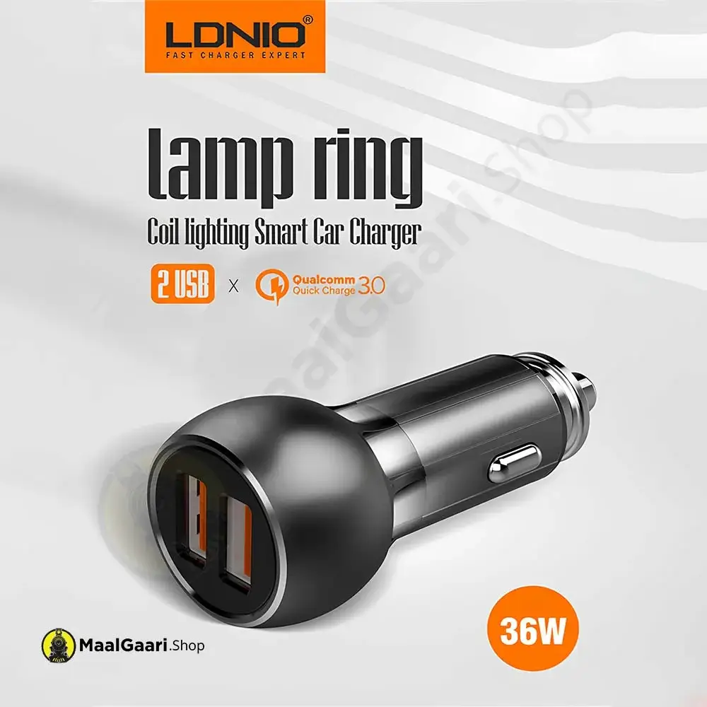 Lamp Ring Ldnio C506q 2 Usb 36 Watts Car Charger - MaalGaari.Shop